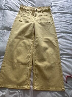 Banana Republic Pale Yellow Wide-Leg High-Rise Pants
